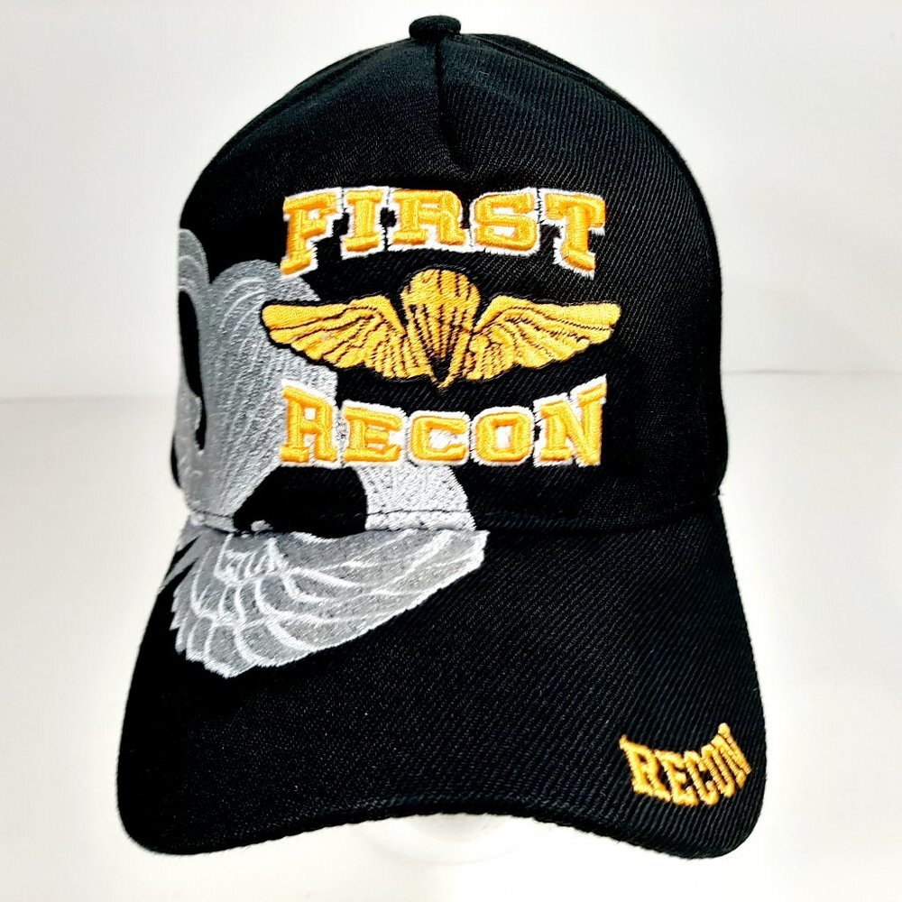 US Army 1st Recon Men's Ball Cap Hat Black Embroid